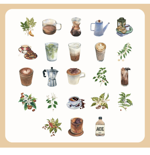 Coffee Stickers 45 Pcs Set