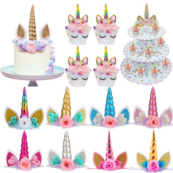 Unicorn Patterned Cake Decorations Set