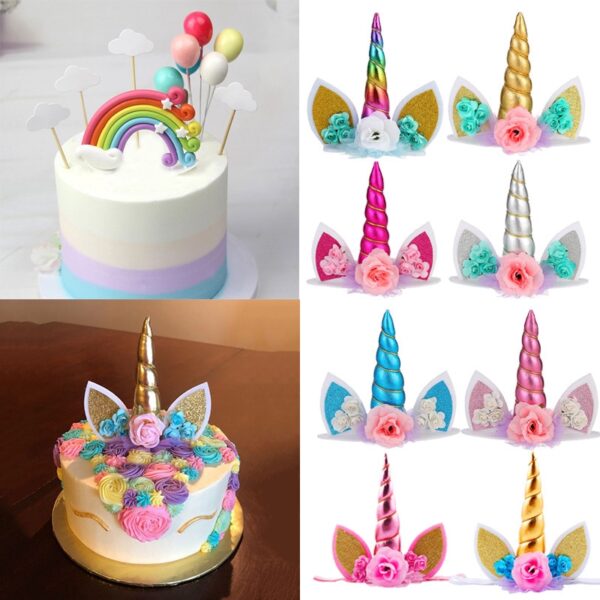 Unicorn Patterned Cake Decorations Set