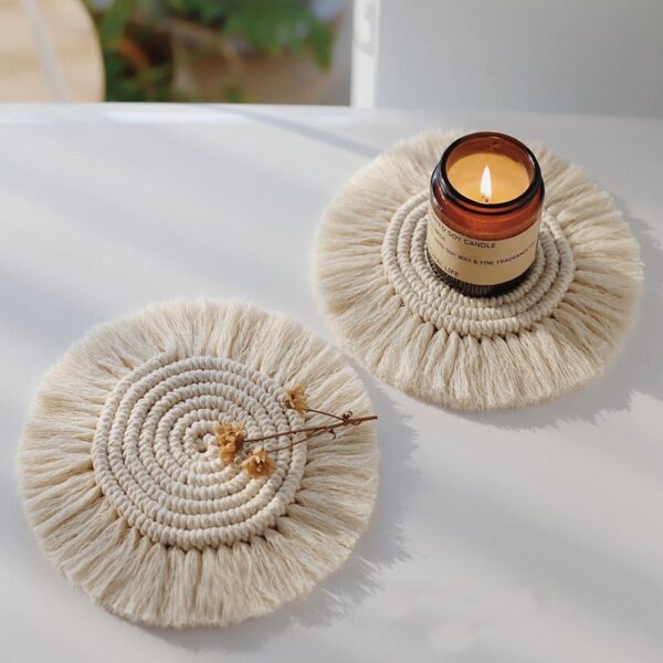 Bohemian Style Macrame Cup Pad Candle