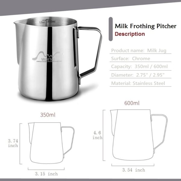 Silver Milk Frothing Pitcher Jug