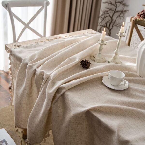 Solid Color Tablecloth with Tassels