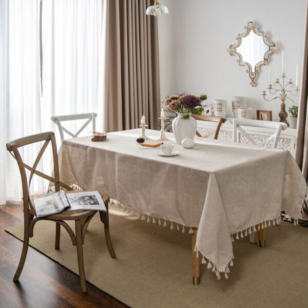 Solid Color Tablecloth with Tassels