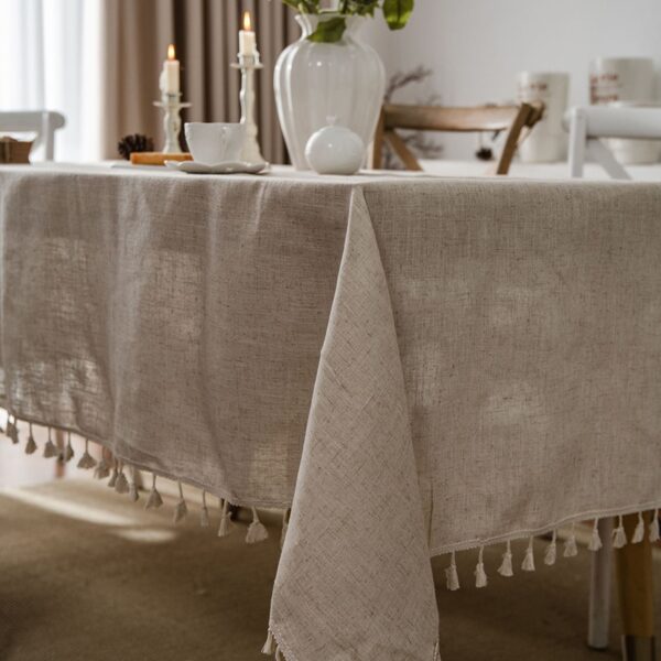 Solid Color Tablecloth with Tassels