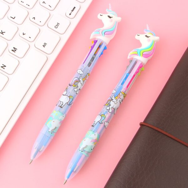 6 Colors Cute Unicorn Cartoon Ballpoint Pen Set 2 Pcs