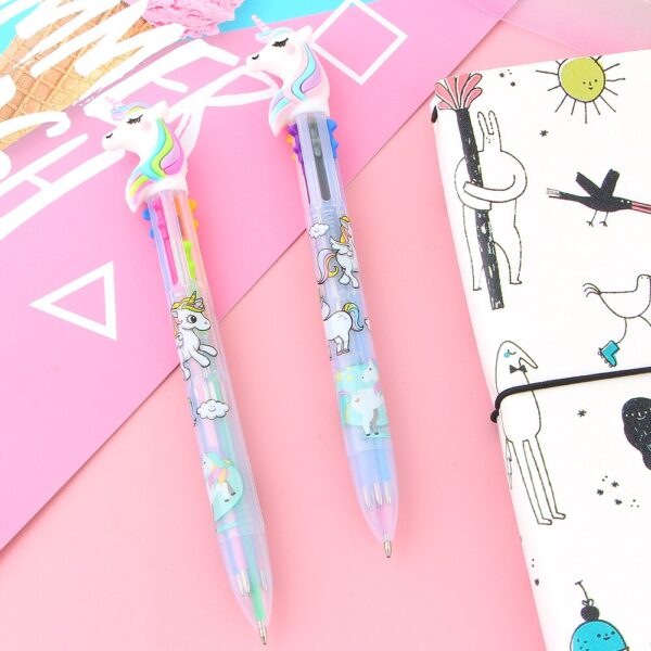 6 Colors Cute Unicorn Cartoon Ballpoint Pen Set 2 Pcs