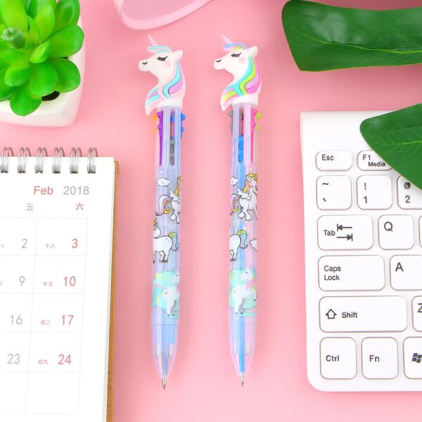 6 Colors Cute Unicorn Cartoon Ballpoint Pen Set 2 Pcs