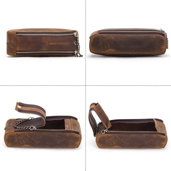 Genuine Leather Zipper Pencil Case