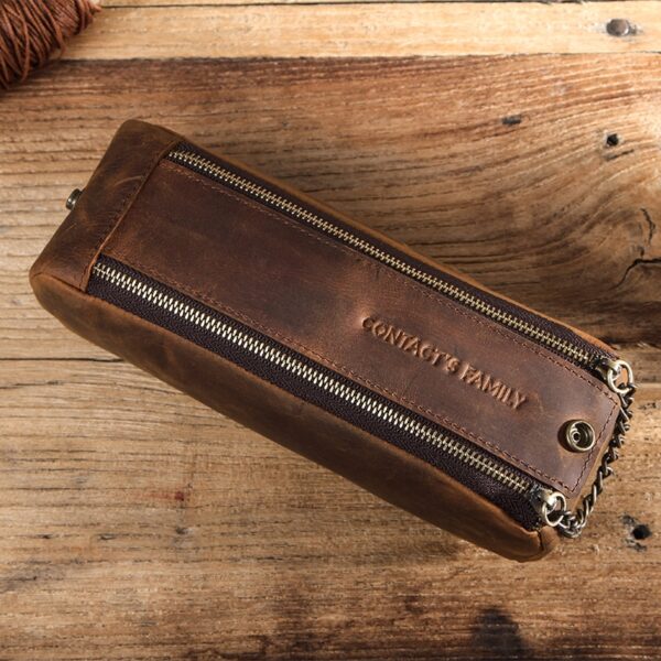 Genuine Leather Zipper Pencil Case